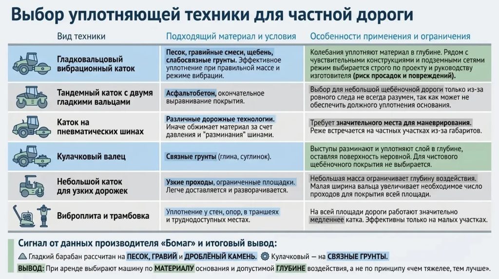 Выбор уплотняющей техники для частной дороги